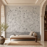 Monochrome Chinoiserie Forest Botanical wallpaper design view 2 | MWA-LWZ-278