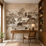 Traditional Asian Landscape Architecture wallpaper design view 2 | MWA-LWZ-273