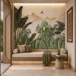 Tropical Canopy Parrots Botanical wallpaper design view 2 | MWA-LWZ-270