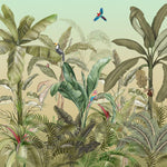 Dense Jungle Birds Botanical wallpaper for living room & resort interiors | MWA-LWZ-269