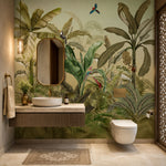Dense Jungle Birds Botanical wallpaper design view 2 | MWA-LWZ-269