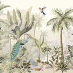 Tropical Peacock Garden Botanical wallpaper for living room & resort interiors | MWA-LWZ-268