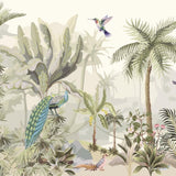 Tropical Peacock Garden Botanical wallpaper for living room & resort interiors | MWA-LWZ-268
