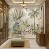 Tropical Peacock Garden Botanical wallpaper design view 2 | MWA-LWZ-268