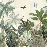 Tropical Birds and Palms Botanical wallpaper for living room & resort interiors | MWA-LWZ-266