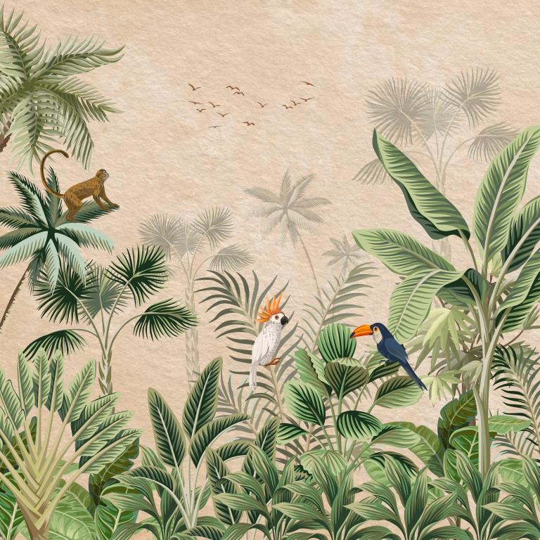 Jungle Canopy Life Botanical wallpaper for living room & resort interiors | MWA-LWZ-264