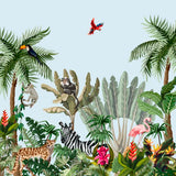 Exotic Wildlife Safari Botanical wallpaper for living room & resort interiors | MWA-LWZ-263