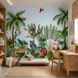Exotic Wildlife Safari Botanical wallpaper design view 2 | MWA-LWZ-263