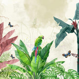 Vibrant Parrot Paradise Botanical wallpaper for living room & resort interiors | MWA-LWZ-262