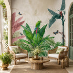 Vibrant Parrot Paradise Botanical wallpaper design view 2 | MWA-LWZ-262