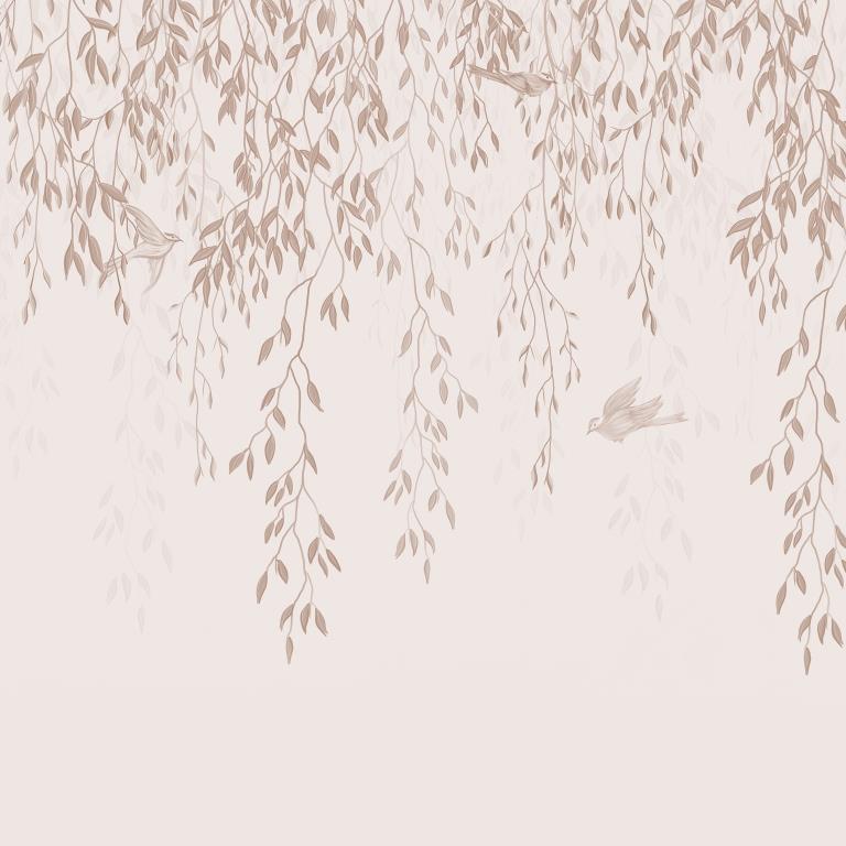 Weeping Willow Birds Botanical wallpaper for living room & bedroom interiors | MWA-LWZ-261