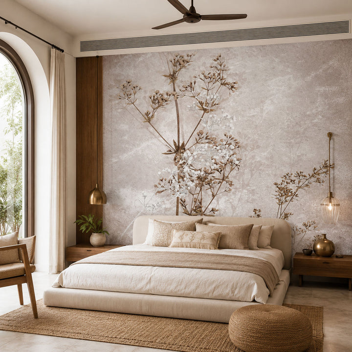 Rustic Floral Sprigs Botanical wallpaper design view 2 | MWA-LWZ-258