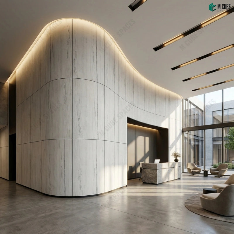 Boutique Office Wall with Panda White Marble Stone Veneer