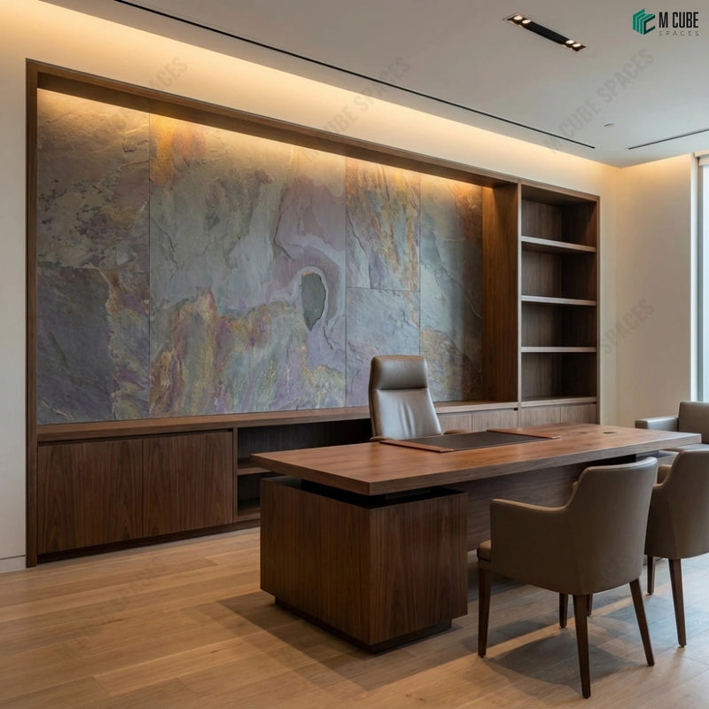 Statement Commercial Feature Wall with Peacock Rock Stone Veneer