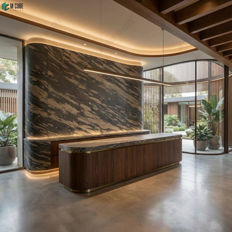 Luxury Reception Counter with Portoro Marble Stone Veneer