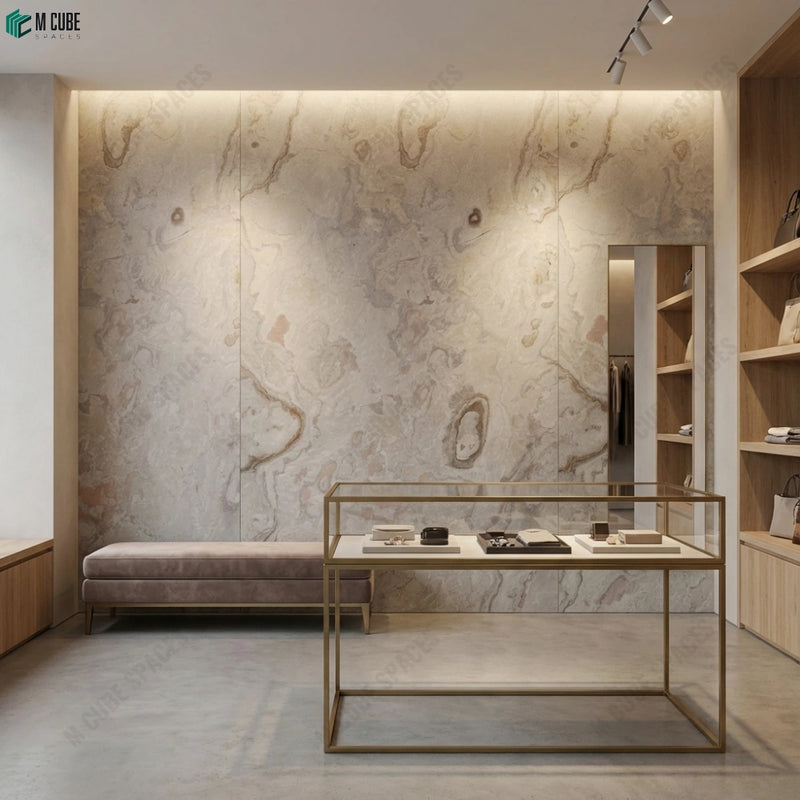 Purple Grey Marble Stone Veneer Accent Wall for Luxury Walk-In Wardrobe