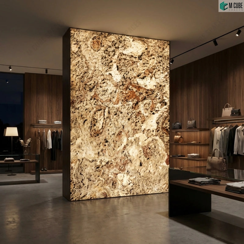 Statement Retail Feature Wall using Purple Grey Marble Stone Veneer
