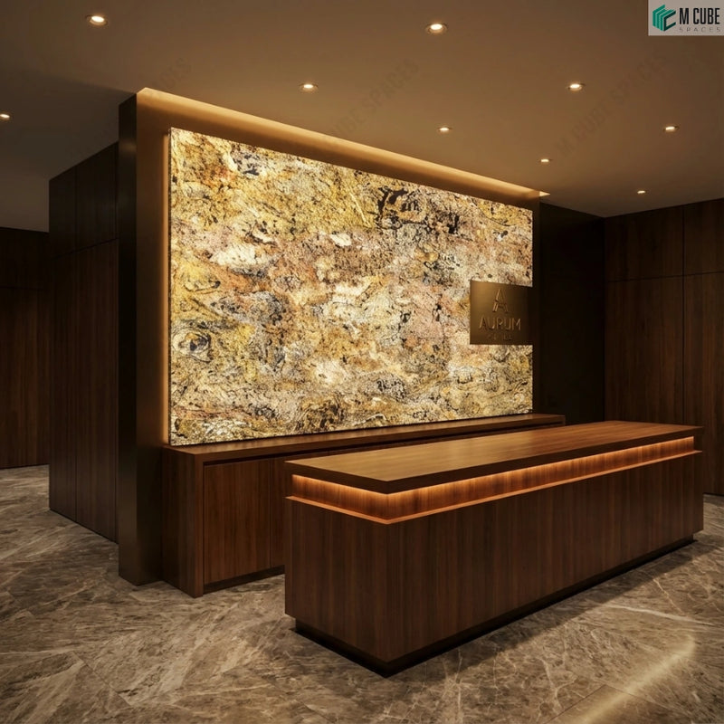 Corporate Reception Feature Wall finished in Rainbow Rock Stone Veneer