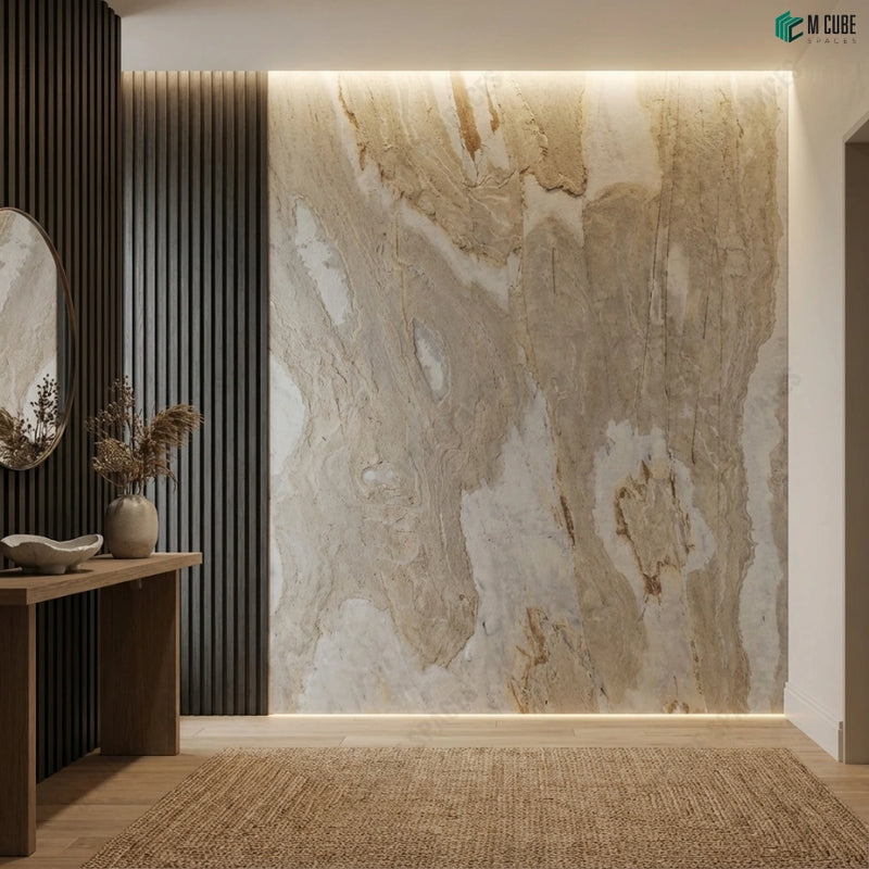 Contemporary Residential Foyer Feature Wall finished in SP Rock 2 Stone Veneer