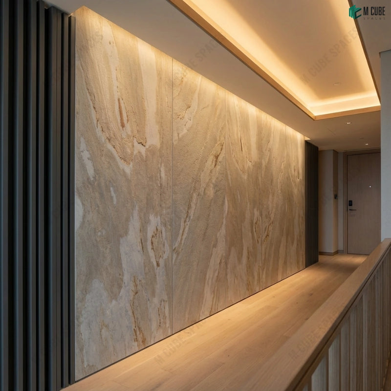 Residential Corridor Feature Wall finished in SP Rock 2 Stone Veneer