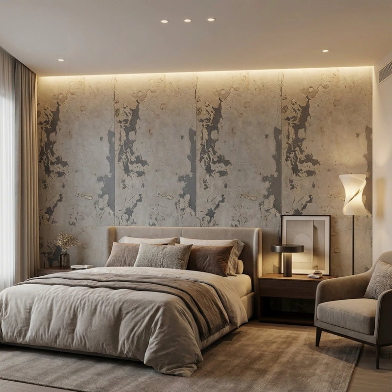 Modern Bedroom Feature Wall with SP Rock 3 Stone Veneer