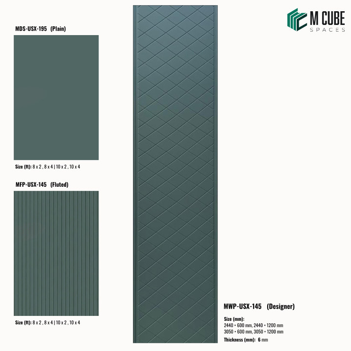 Sandora decorative, plain and fluted 6 mm HDHMR wall panels MWP-USX-145 for living room feature walls, TV wall cladding and bedroom interiors | M Cube Spaces, Bangalore, India