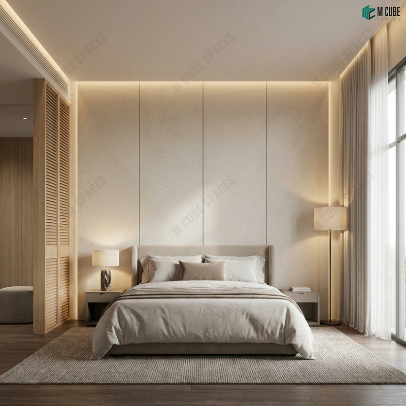 Premium Bedroom Feature Wall with Sparkle White Marble Stone Veneer
