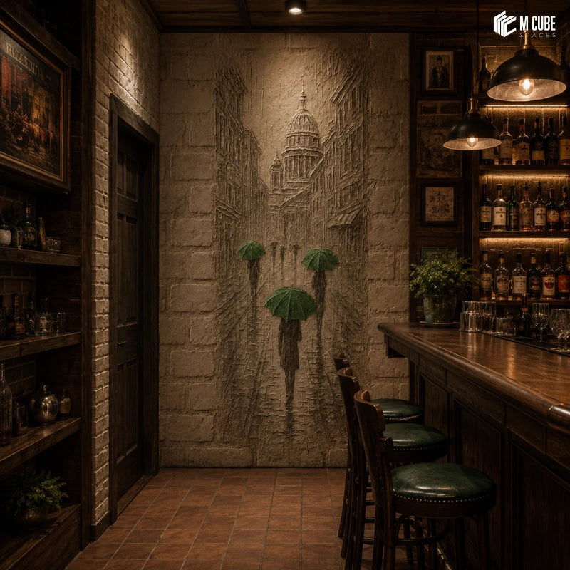 Artistic Mural Wall Panels for Premium Bar Interiors and Hospitality Spaces