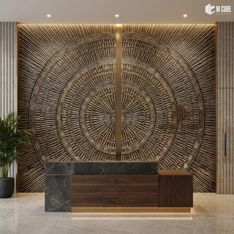 Radial Pattern Texture Panels for Reception Feature Wall