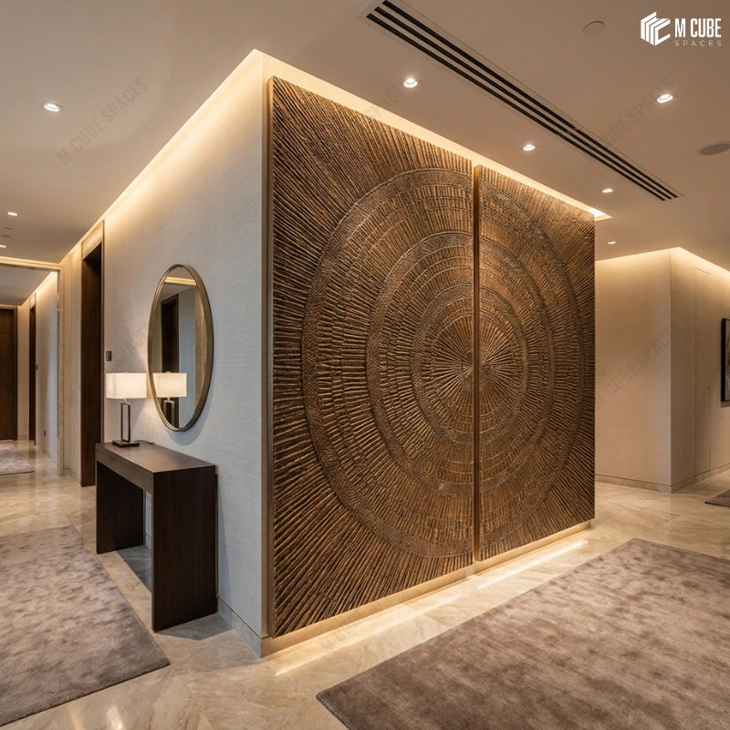 Circular Carved Relief Panels for Corridor Feature Wall