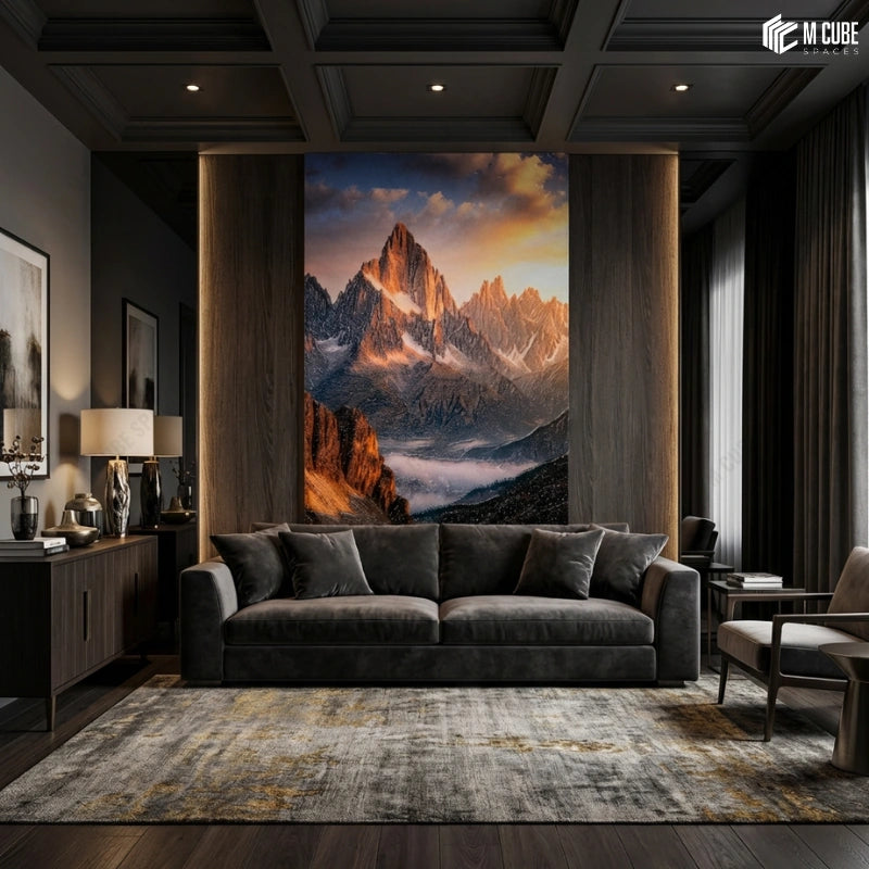  Mountain Landscape Textured Panels for Living Room Feature Wall