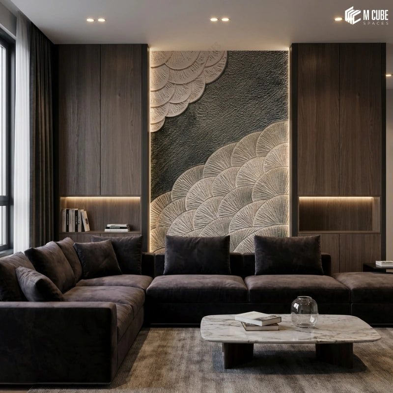 Textured Relief Panels for a Dark moody Feature Wall