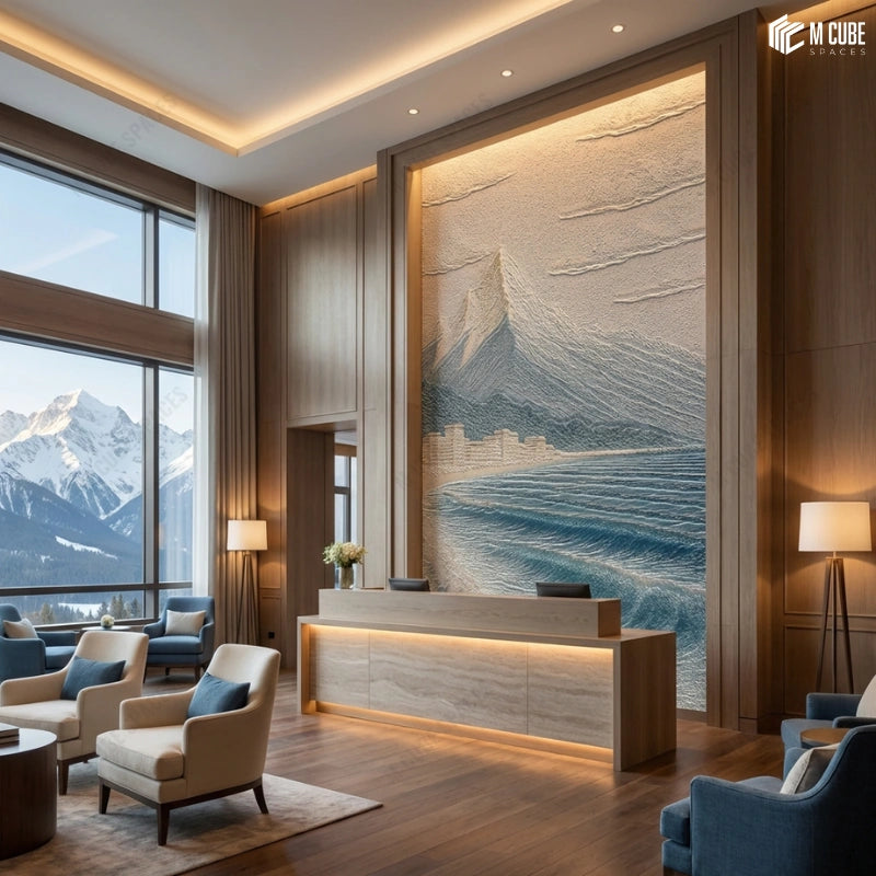 Mountain Terrain Sculpted Texture Panels in Contemporary Reception