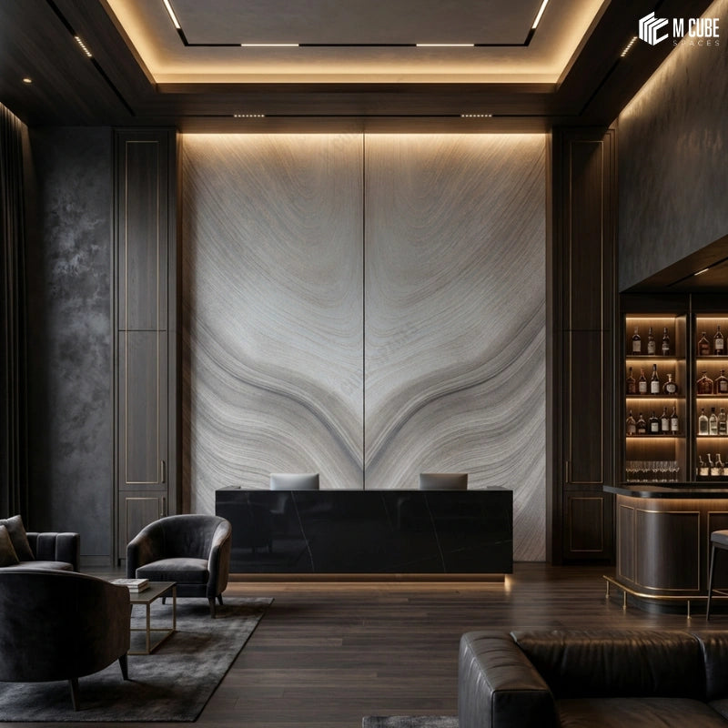 Flowing Stone Texture Panels for Luxury Lounge Wall