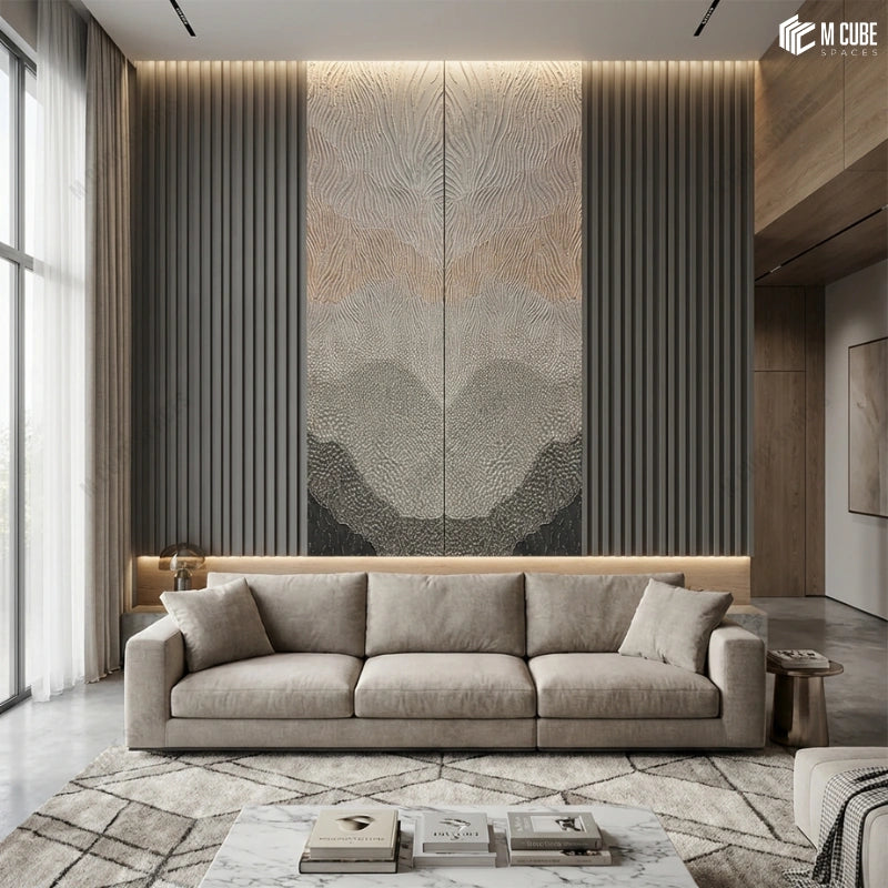 Central Feature Panels with Organic Relief Texture