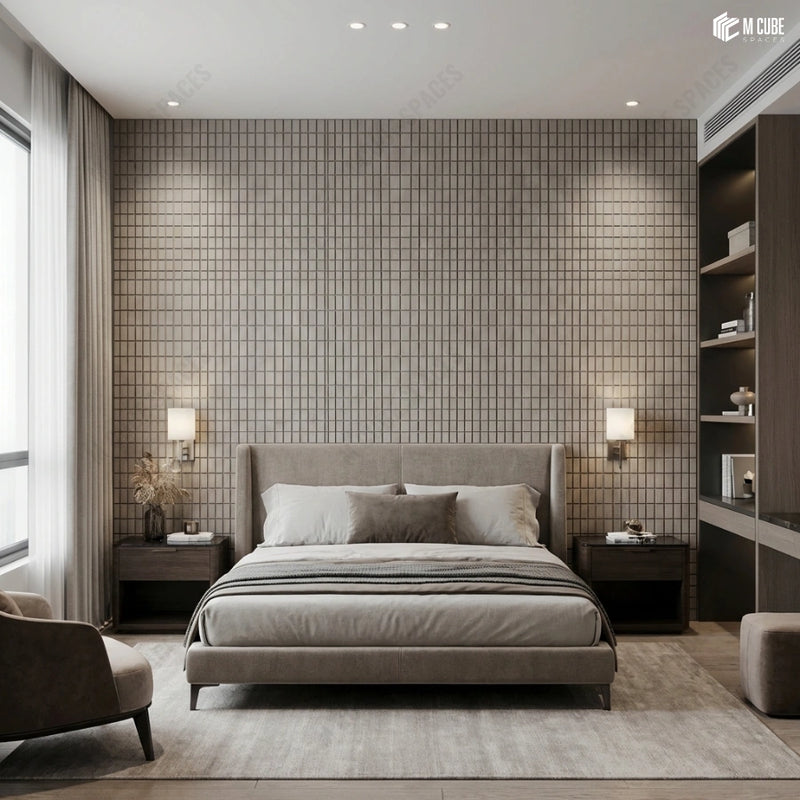 Contemporary Grid Feature Wall Using Trevia Structured Wood Veneer Panels