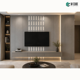 Trivara Designer, Plain & Fluted HDHMR Wall Panel Combination – 8 mm | MWP-USX-110