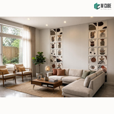 Trivara Designer, Plain & Fluted HDHMR Wall Panel Combination – 8 mm | MWP-USX-114