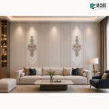 Trivara Designer, Plain & Fluted HDHMR Wall Panel Combination – 8 mm | MWP-USX-116