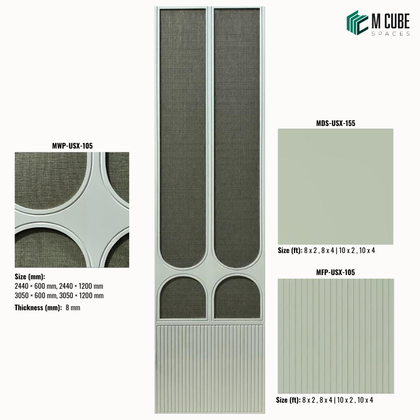 Sephora Designer, Plain & Fluted HDHMR Wall Panel Combination – 8 mm | MWP-USX-105