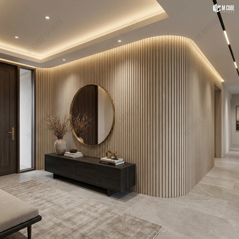 Modern Entrance Foyer Feature with Flexible Louvers