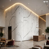 MLV-UME-101 premium flexible louvers with HDHMR backing and PVC finish, architectural interior inspiration showing decorative fluted wall panel installation