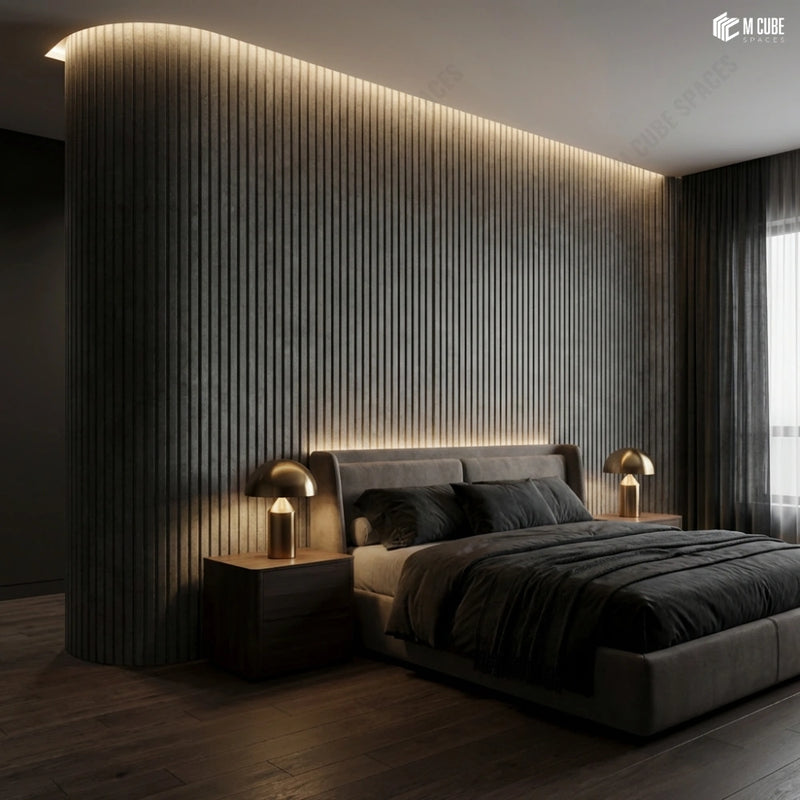 Moody Modern Bed Back Headboard Wall with Flexible Louvers
