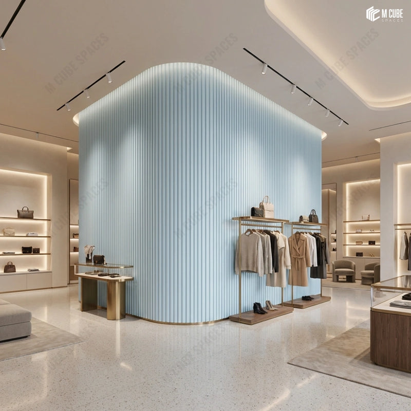 Minimalistic Design Boutique with Flexible Louvers on Statement Wall
