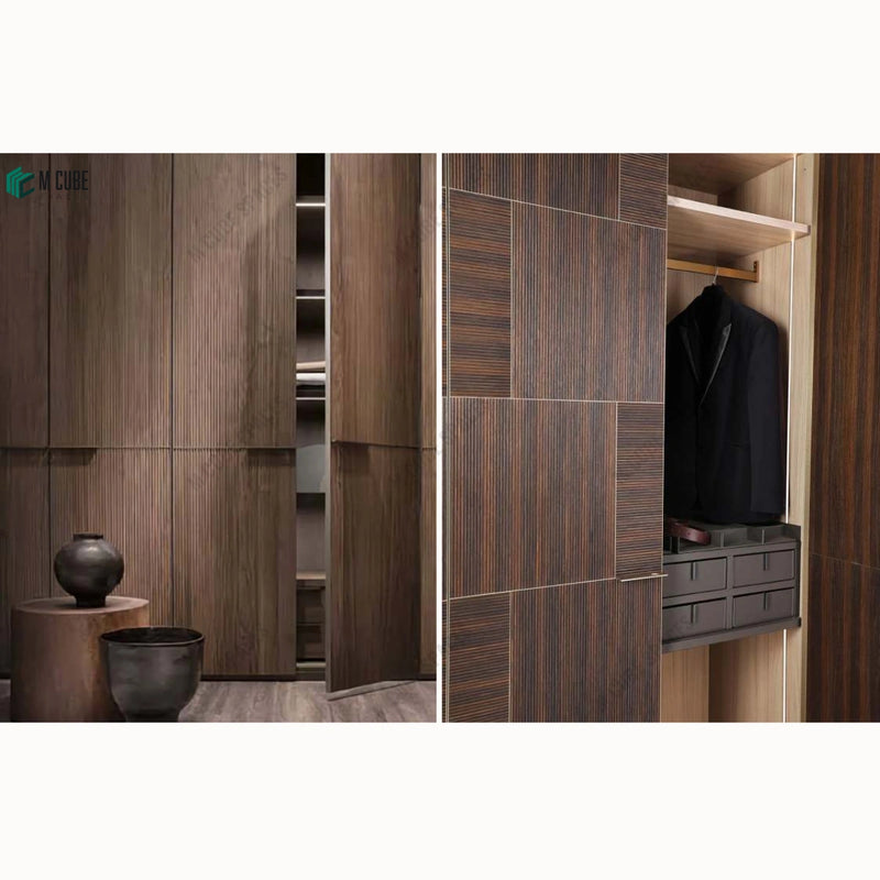 Designer Wardrobe Shutters with Venezia 3D Wood Veneer Panels