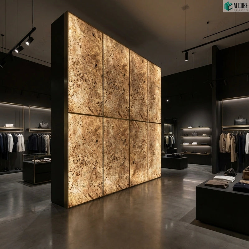 White Dunes Marble Stone Veneer Feature Wall for Premium Retail Space