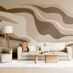 Sandstone Waves (Beige) Abstract wallpaper design view 2 | MWA-LWZ-369