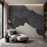 Celestial Currents (Charcoal) Abstract wallpaper design view 2 | MWA-LWZ-365