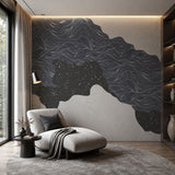 Celestial Currents (Charcoal) Abstract wallpaper design view 2 | MWA-LWZ-365