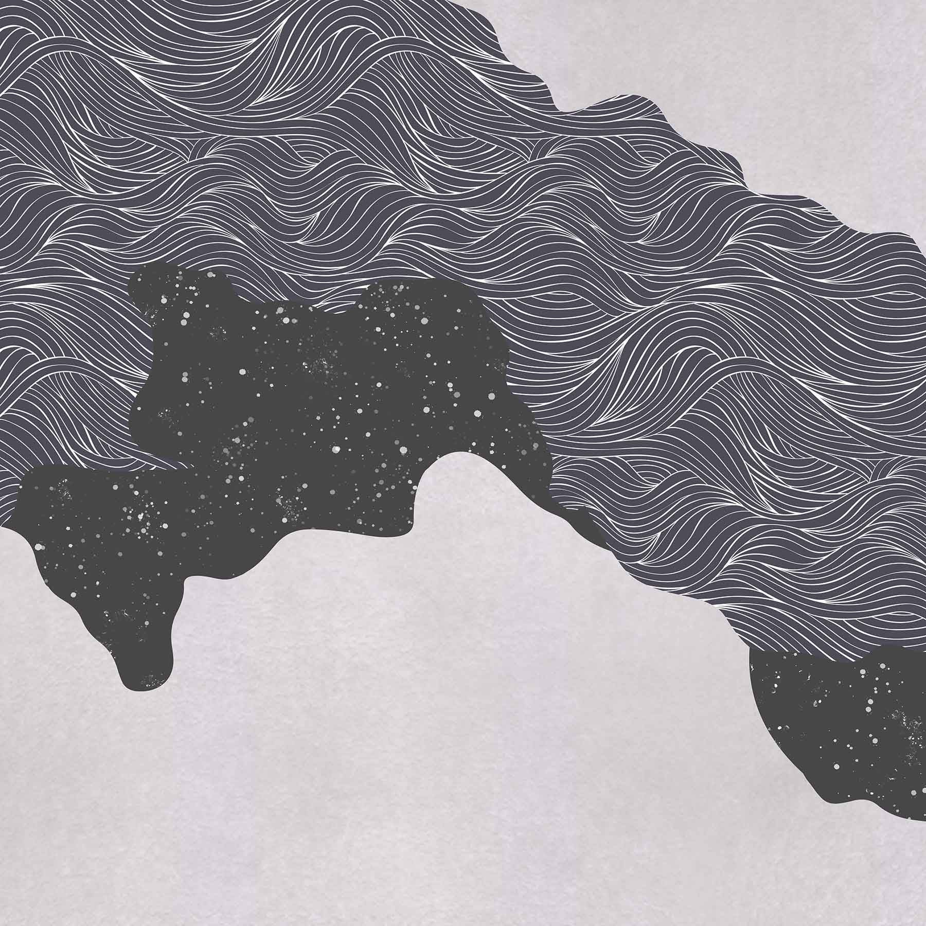 Celestial Currents (Charcoal) Abstract wallpaper for living room & bedroom interiors | MWA-LWZ-365